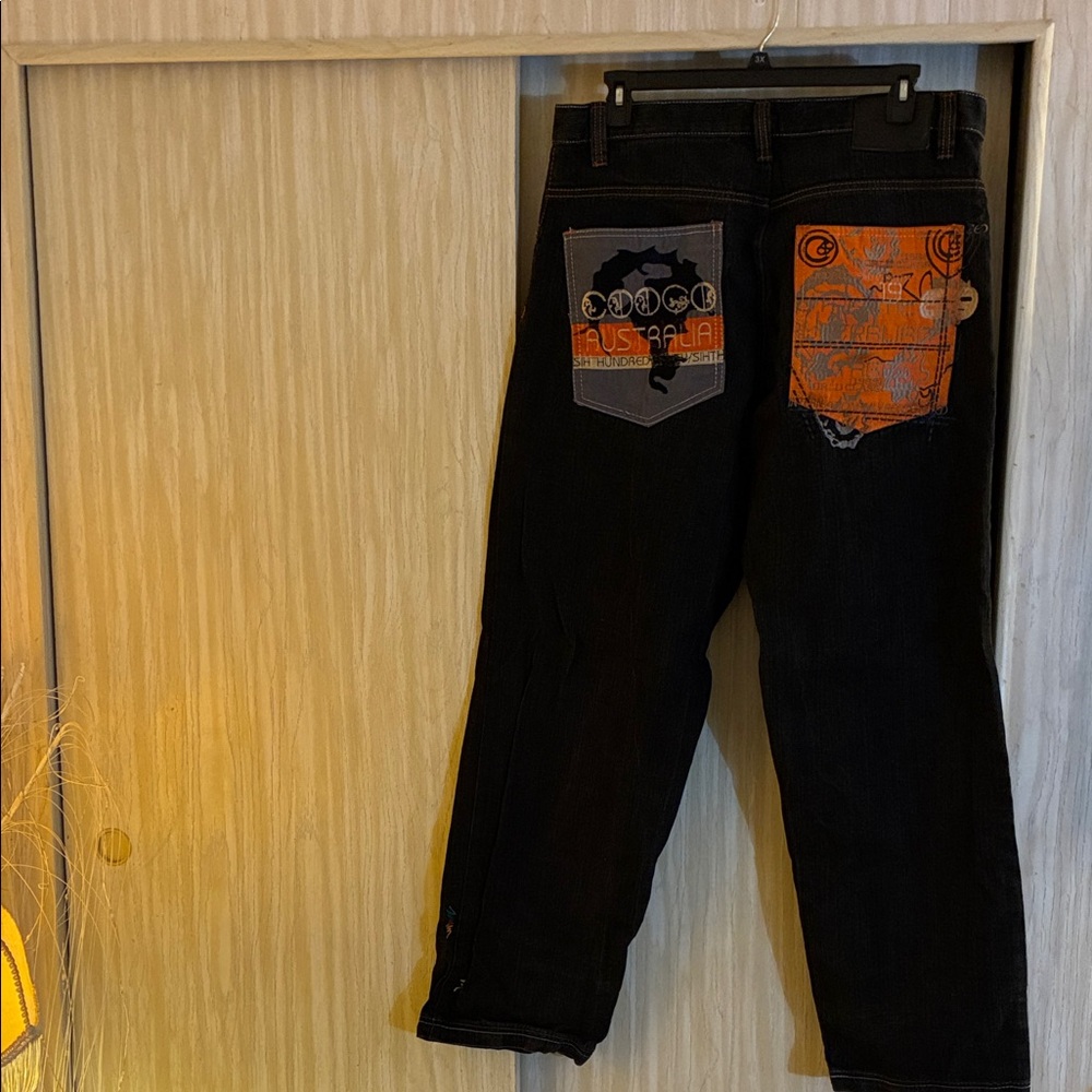 COOGI Black and Orange Graphic Men Jeans